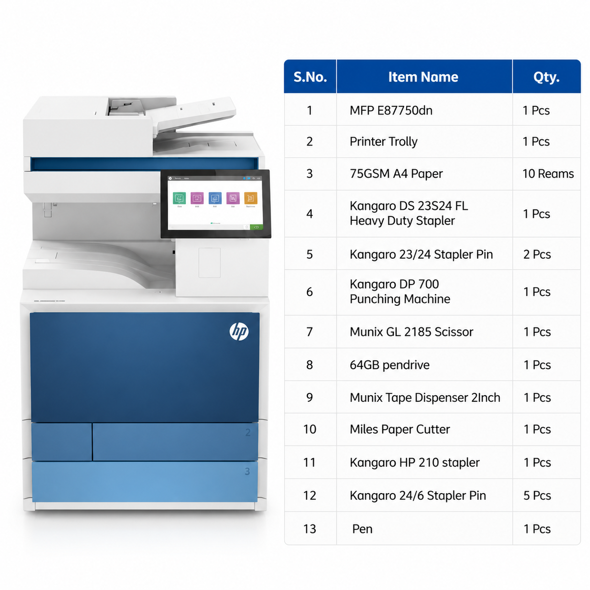 HP Color LaserJet Managed MFP E87750dn Printer Combo