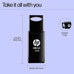 HP 712w 32GB USB 3.2 Flash Drive (Black)