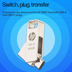 HP 886C 64GB OTG USB Flash Drive 3.2 (Gold)