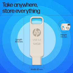 HP 886C 64GB OTG USB Flash Drive 3.2 (Gold)