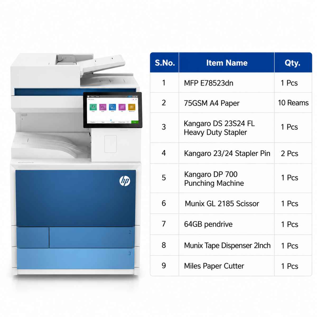 HP Color LaserJet Managed MFP E78523dn Printer Combo