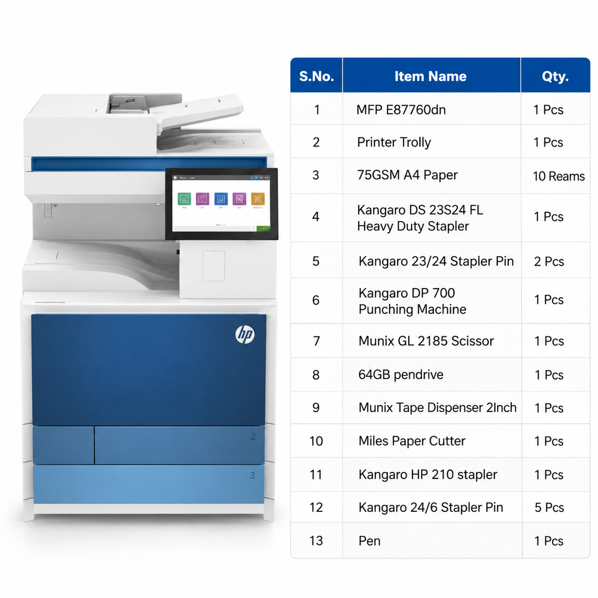 HP Color LaserJet Managed MFP E87760dn Printer Combo