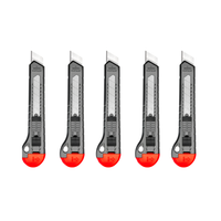 Miles Cutter Knife PN-1801/P (18mm) with 8-Segment Snap-Off Blade, Manual Lock, Plastic Body, Pack of 5