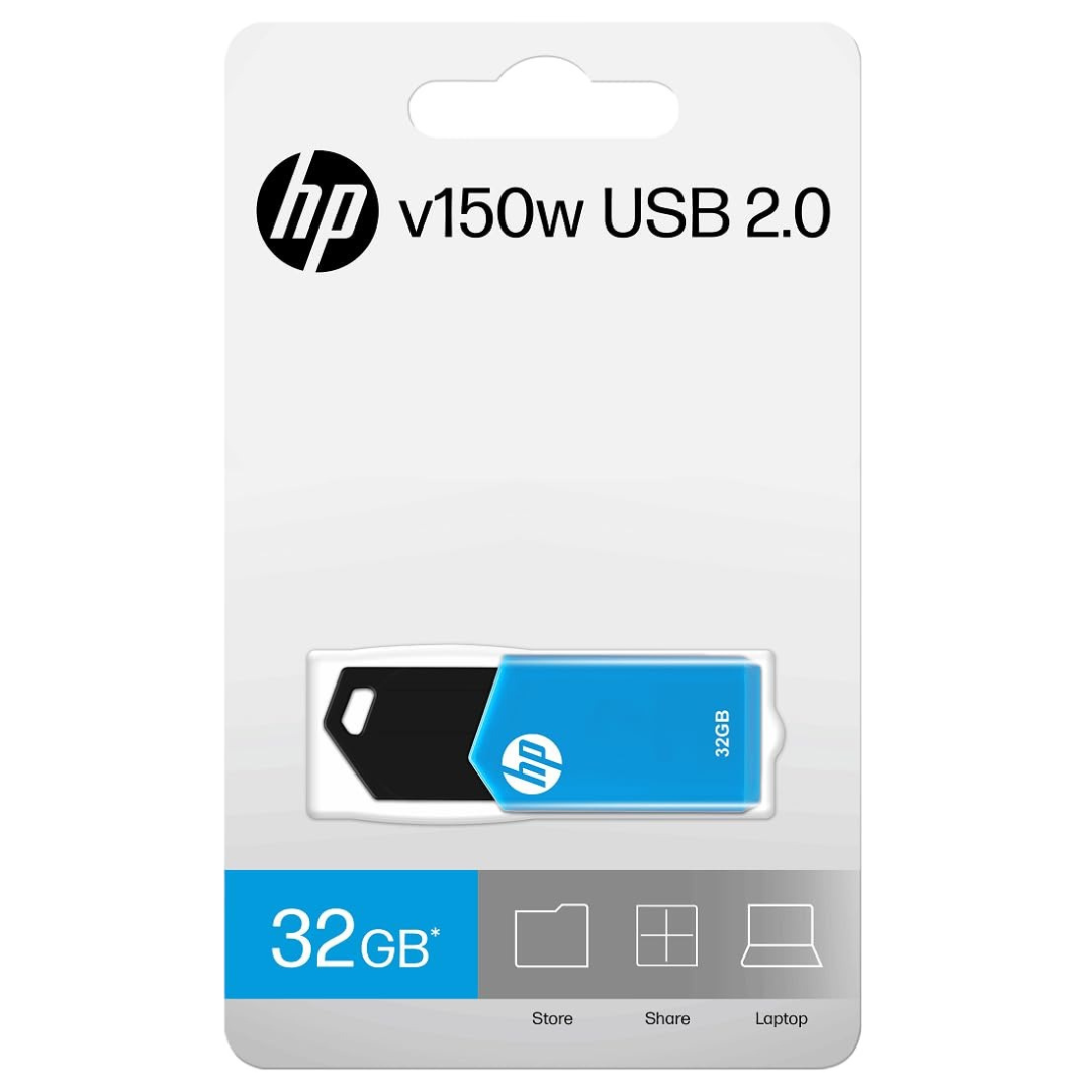 HP v150w 32GB USB 2.0 Flash Drive (Blue)