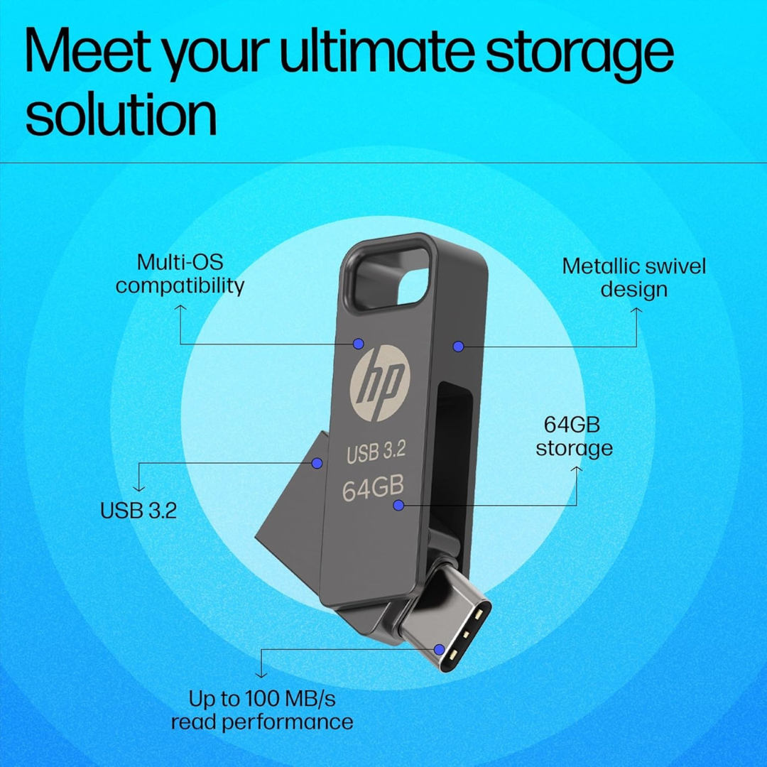 HP 886C 64GB OTG 3.2 Flash Drive(Rock)
