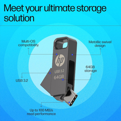 HP 886C 64GB OTG 3.2 Flash Drive(Rock)
