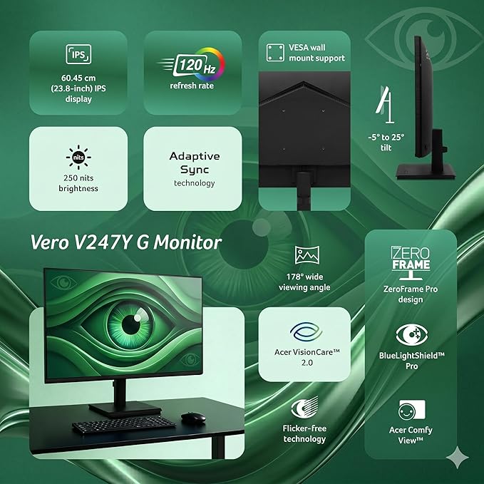 Acer Vero V247Y G 23.8 Inch Full HD IPS Monitor