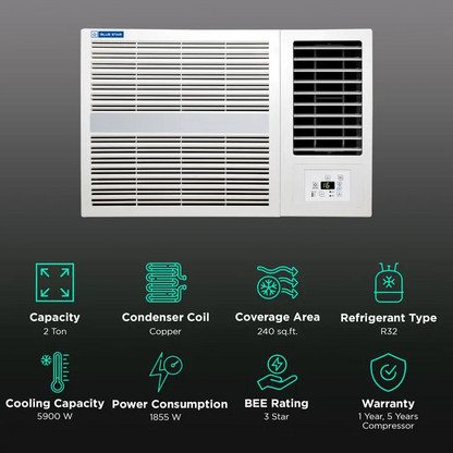 Blue Star E Series 2 Ton 3 Star Fixed Speed Window AC, WFD324E