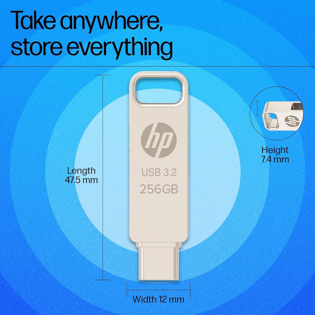 HP 886C 256GB OTG USB Flash Drive 3.2 (Gold)
