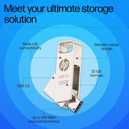 HP 886C 32GB OTG USB Flash Drive 3.2 (Gold)