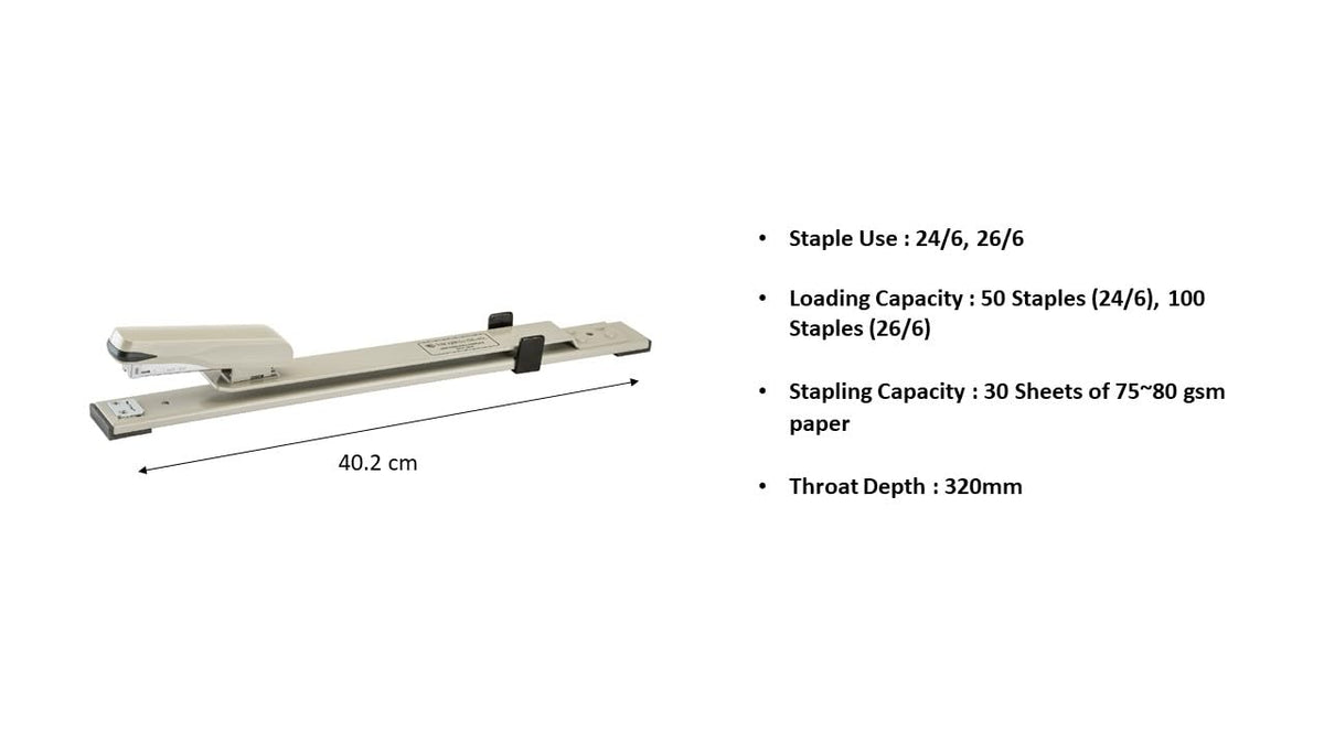 Kangaro DS-45L Long Reach Stapler with 4 Boxes 24/6-1M Staple Pins 1000 Pins Each Combo