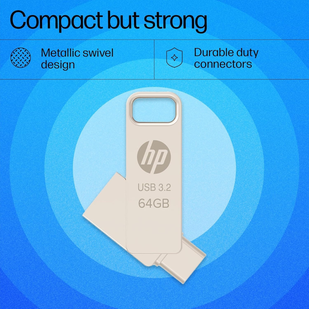 HP 886C 64GB OTG USB Flash Drive 3.2 (Gold)