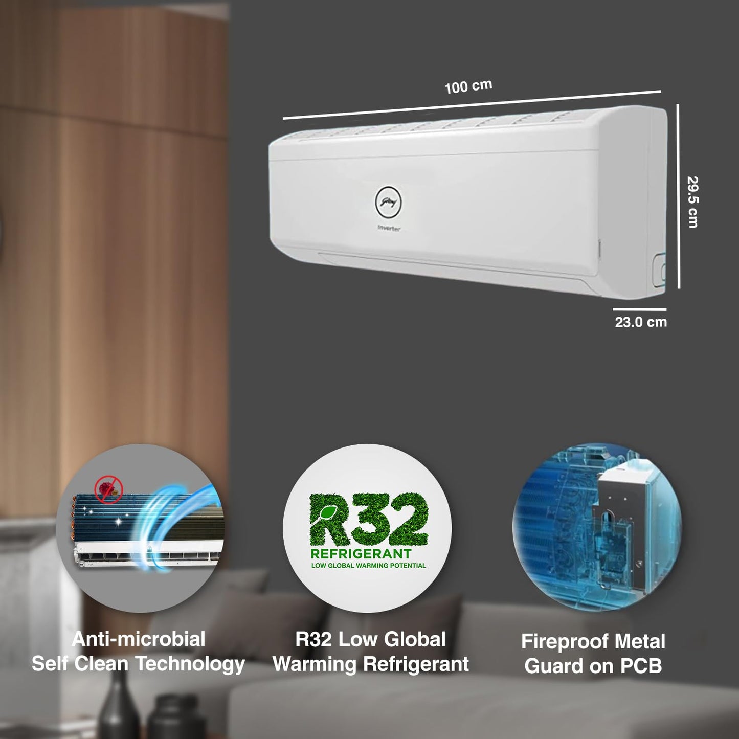 Godrej 1.5 Ton 3 Star, Hot & Cold, 5 Years Comprehensive Warranty, Inverter Split AC
