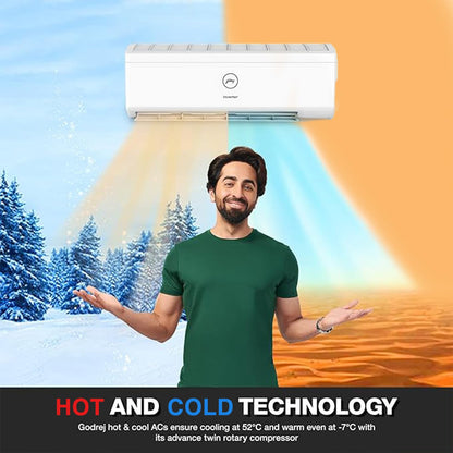 Godrej 1.5 Ton 3 Star, Hot & Cold, 5 Years Comprehensive Warranty, Inverter Split AC