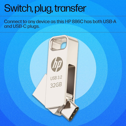 HP 886C 32GB OTG USB Flash Drive 3.2 (Gold)