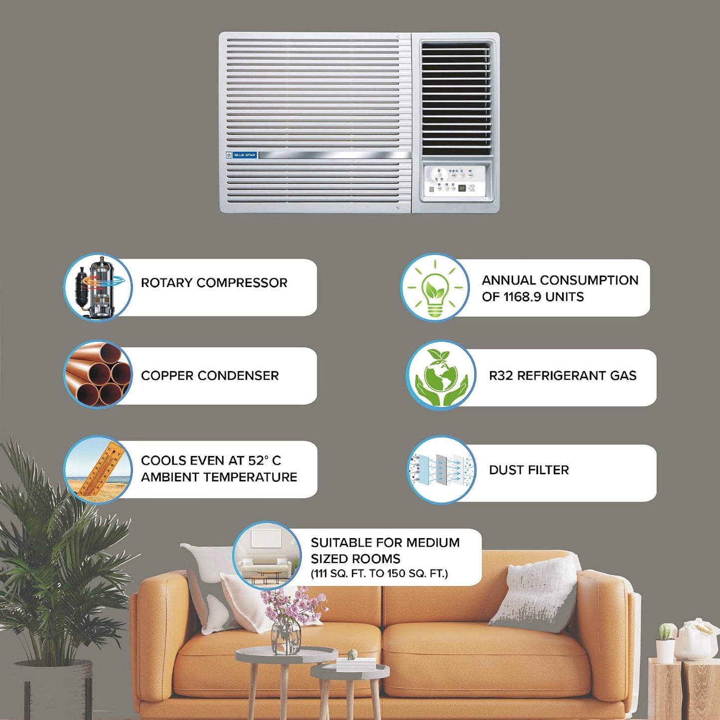 Blue Star 1.5 Ton 3 Star Fixed Speed Window AC