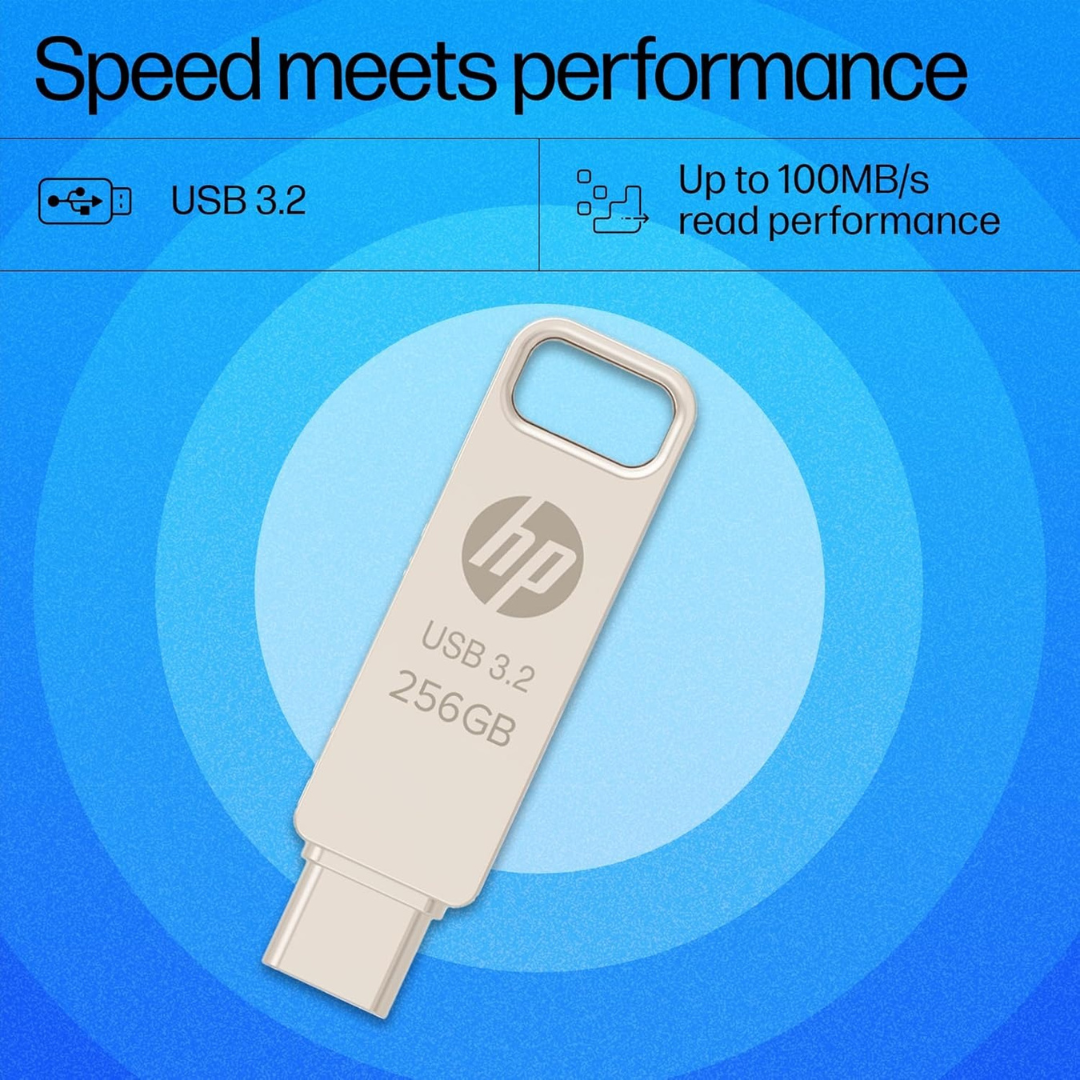 HP 886C 256GB OTG USB Flash Drive 3.2 (Gold)
